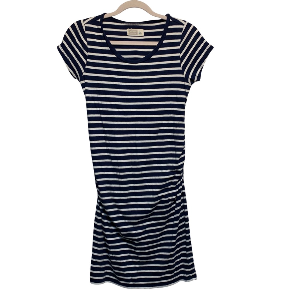 Old Navy Maternity Dress Small Navy Blue White Striped Nautical Preppy Classic
